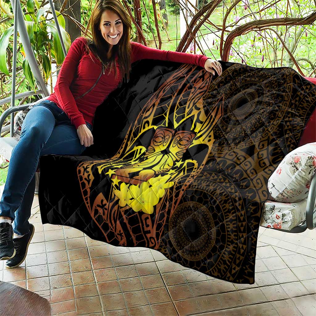 Kia Orana Kuki Airani Quilt Cook Islands Tangaroa God Tatau Gold