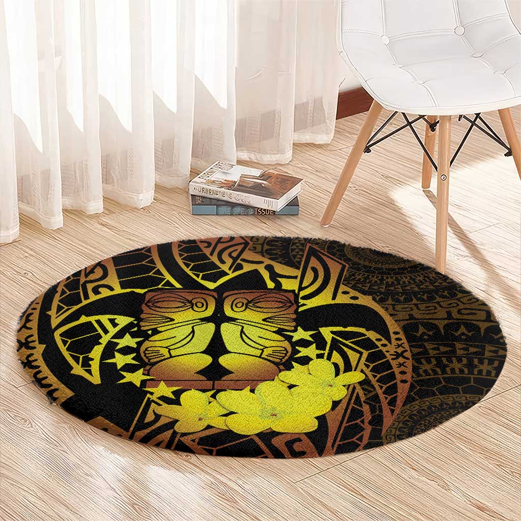 Kia Orana Kuki Airani Round Carpet Cook Islands Tangaroa God Tatau Gold