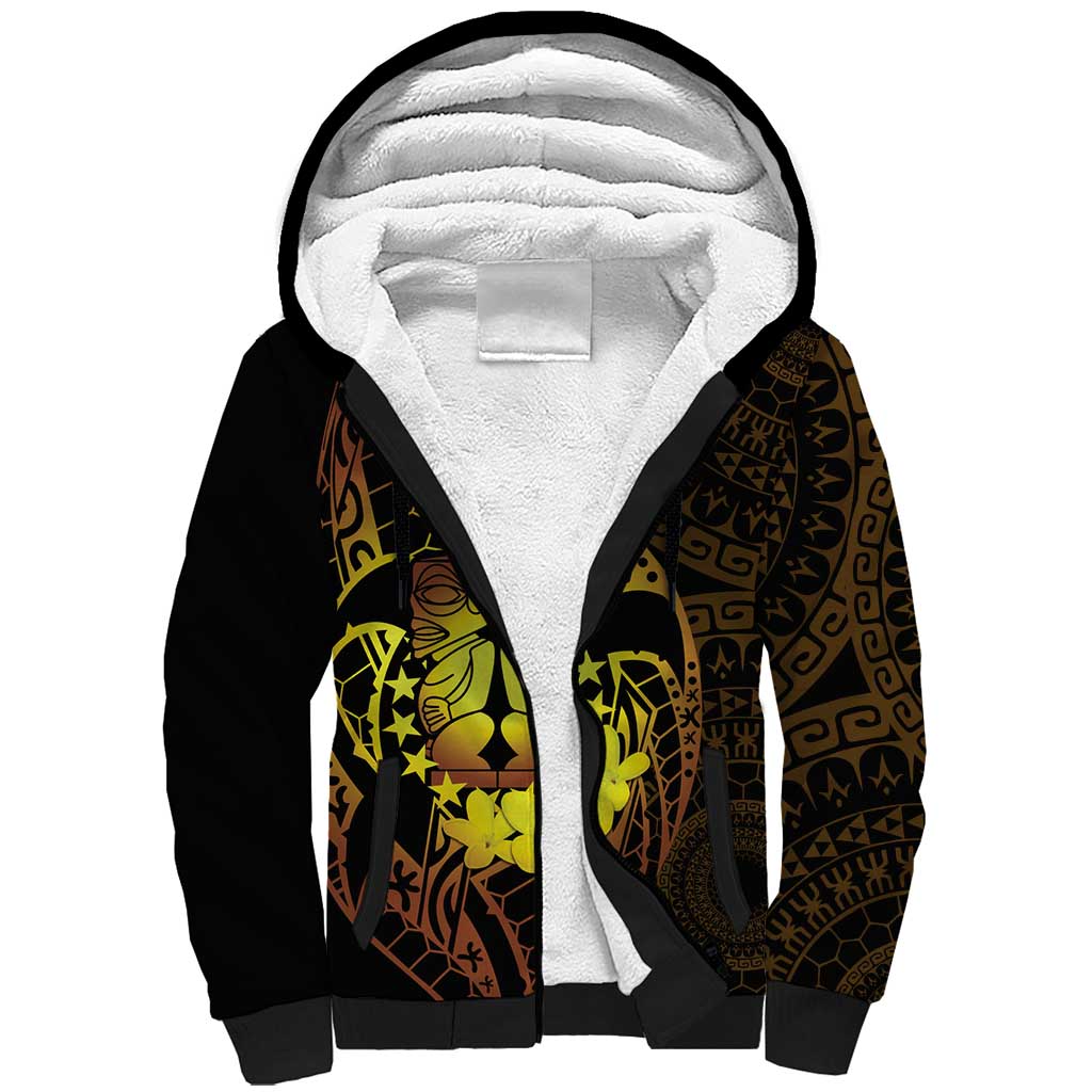 Kia Orana Kuki Airani Sherpa Hoodie Cook Islands Tangaroa God Tatau Gold LT14 Unisex Gold - Polynesian Pride