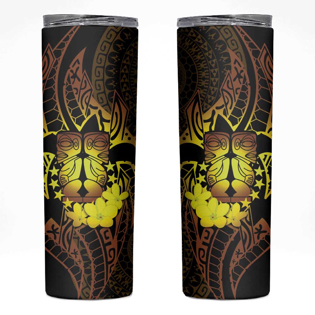 Kia Orana Kuki Airani Skinny Tumbler Cook Islands Tangaroa God Tatau Gold LT14 Gold - Polynesian Pride