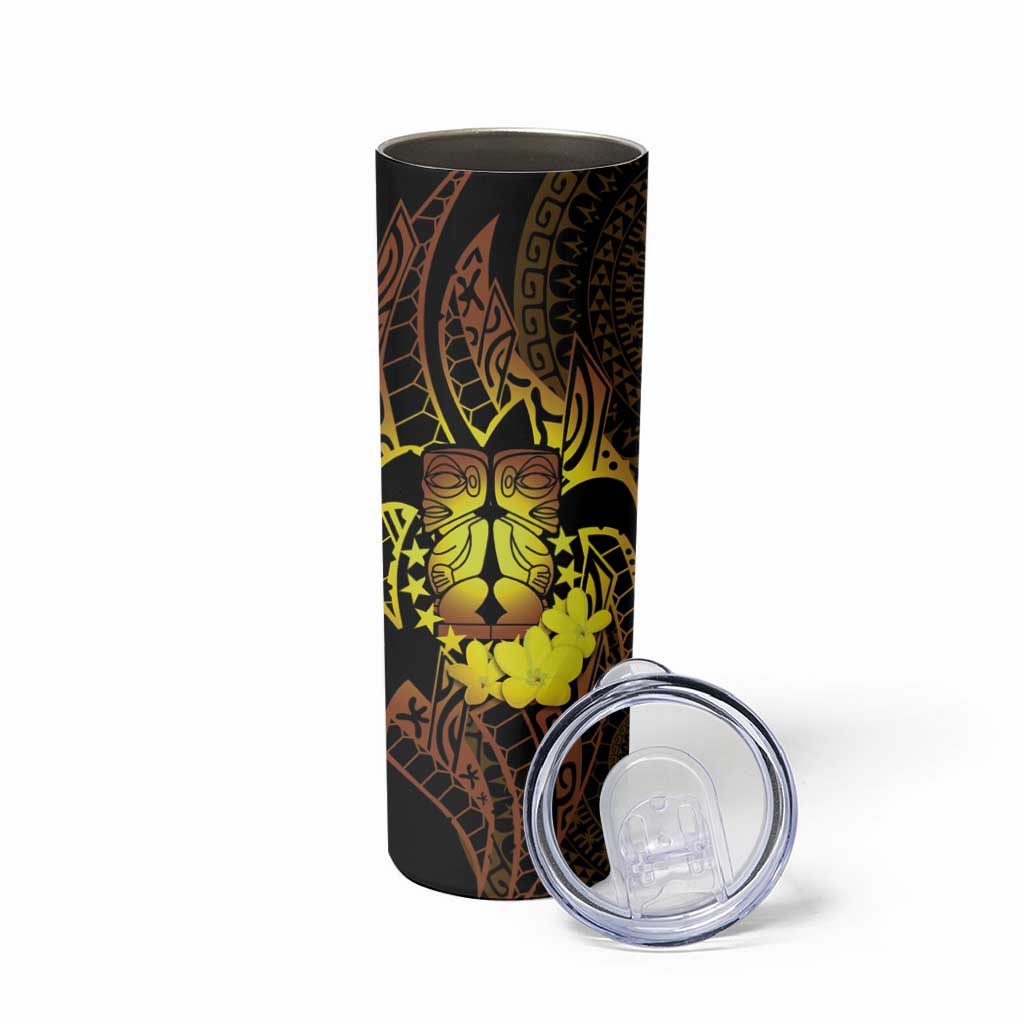 Kia Orana Kuki Airani Skinny Tumbler Cook Islands Tangaroa God Tatau Gold LT14 - Polynesian Pride