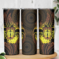 Kia Orana Kuki Airani Skinny Tumbler Cook Islands Tangaroa God Tatau Gold LT14 - Polynesian Pride