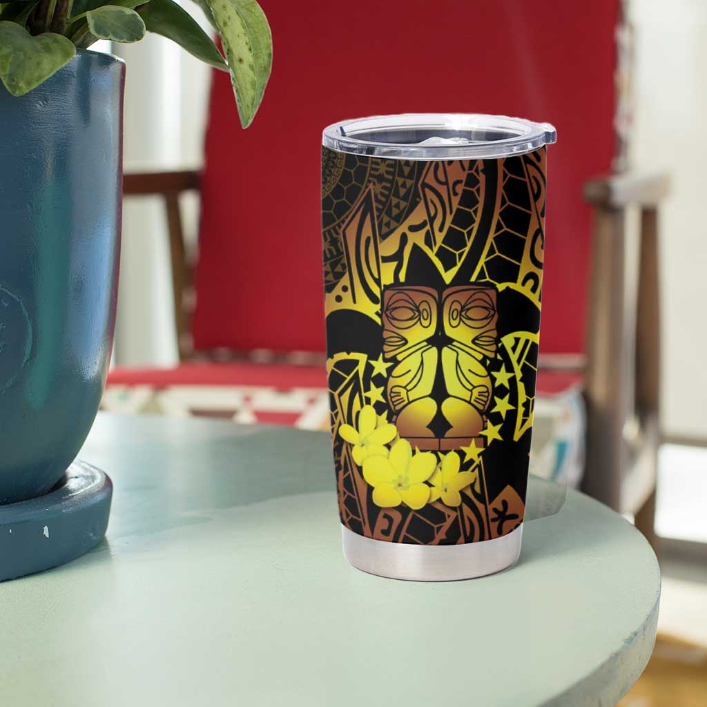 Kia Orana Kuki Airani Tumbler Cup Cook Islands Tangaroa God Tatau Gold