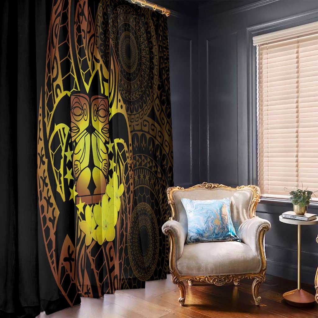 Kia Orana Kuki Airani Window Curtain Cook Islands Tangaroa God Tatau Gold