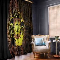 Kia Orana Kuki Airani Window Curtain Cook Islands Tangaroa God Tatau Gold