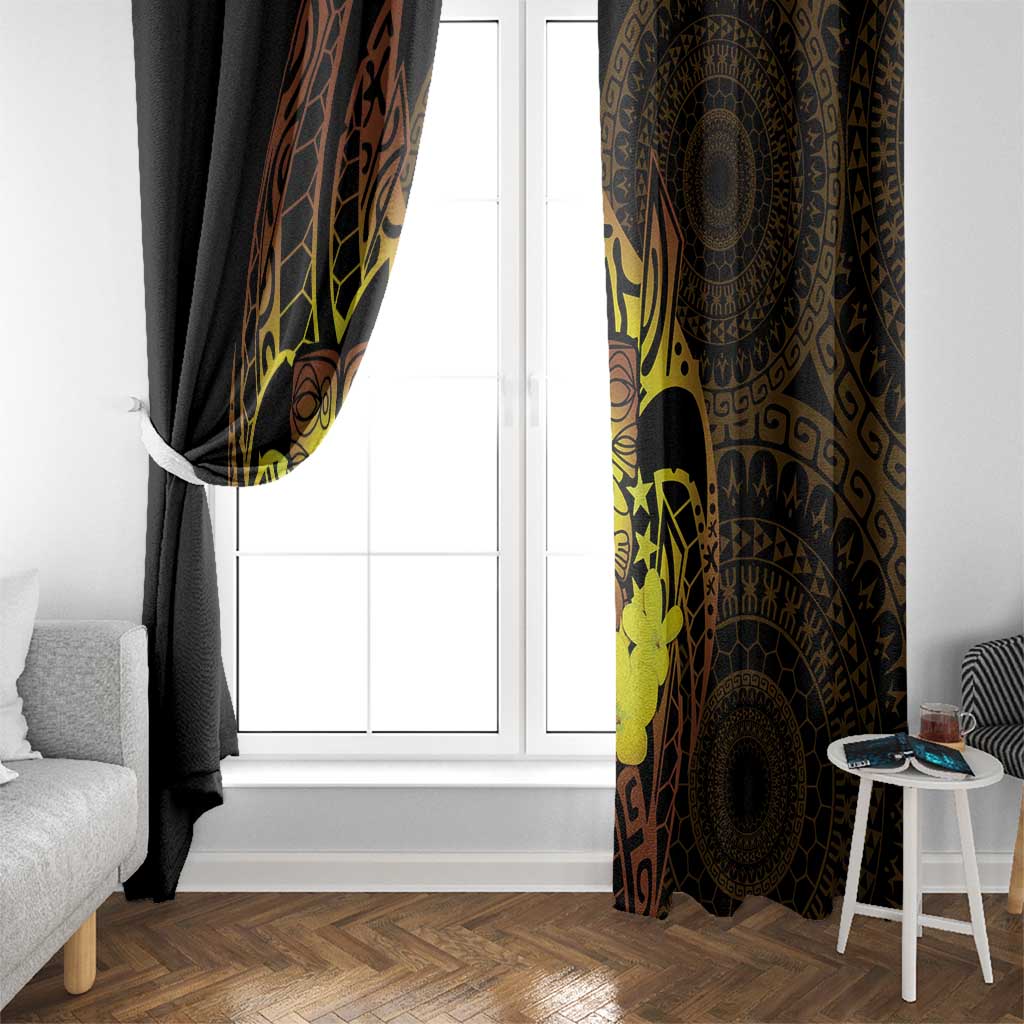 Kia Orana Kuki Airani Window Curtain Cook Islands Tangaroa God Tatau Gold