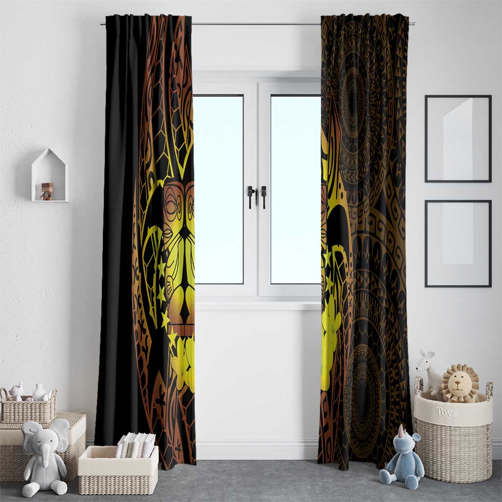 Kia Orana Kuki Airani Window Curtain Cook Islands Tangaroa God Tatau Gold