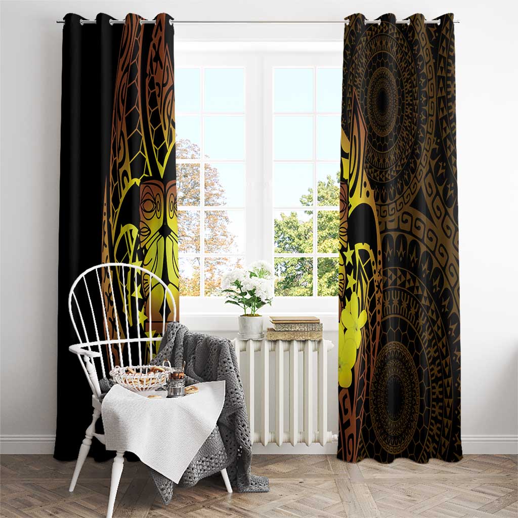 Kia Orana Kuki Airani Window Curtain Cook Islands Tangaroa God Tatau Gold