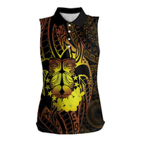 Kia Orana Kuki Airani Women Sleeveless Polo Shirt Cook Islands Tangaroa God Tatau Gold