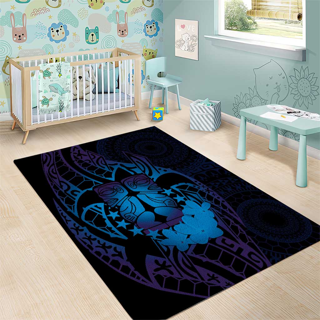Kia Orana Kuki Airani Area Rug Cook Islands Tangaroa God Tatau Purple
