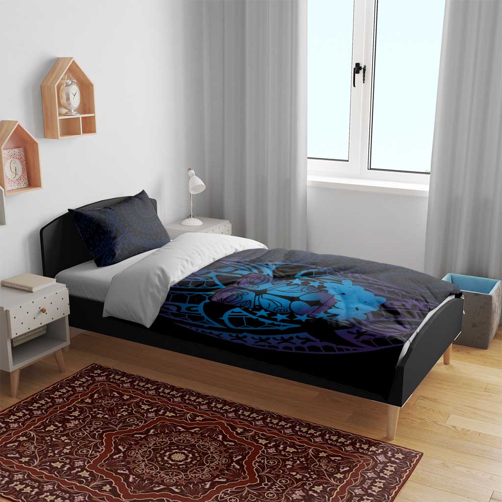 Kia Orana Kuki Airani Bedding Set Cook Islands Tangaroa God Tatau Purple