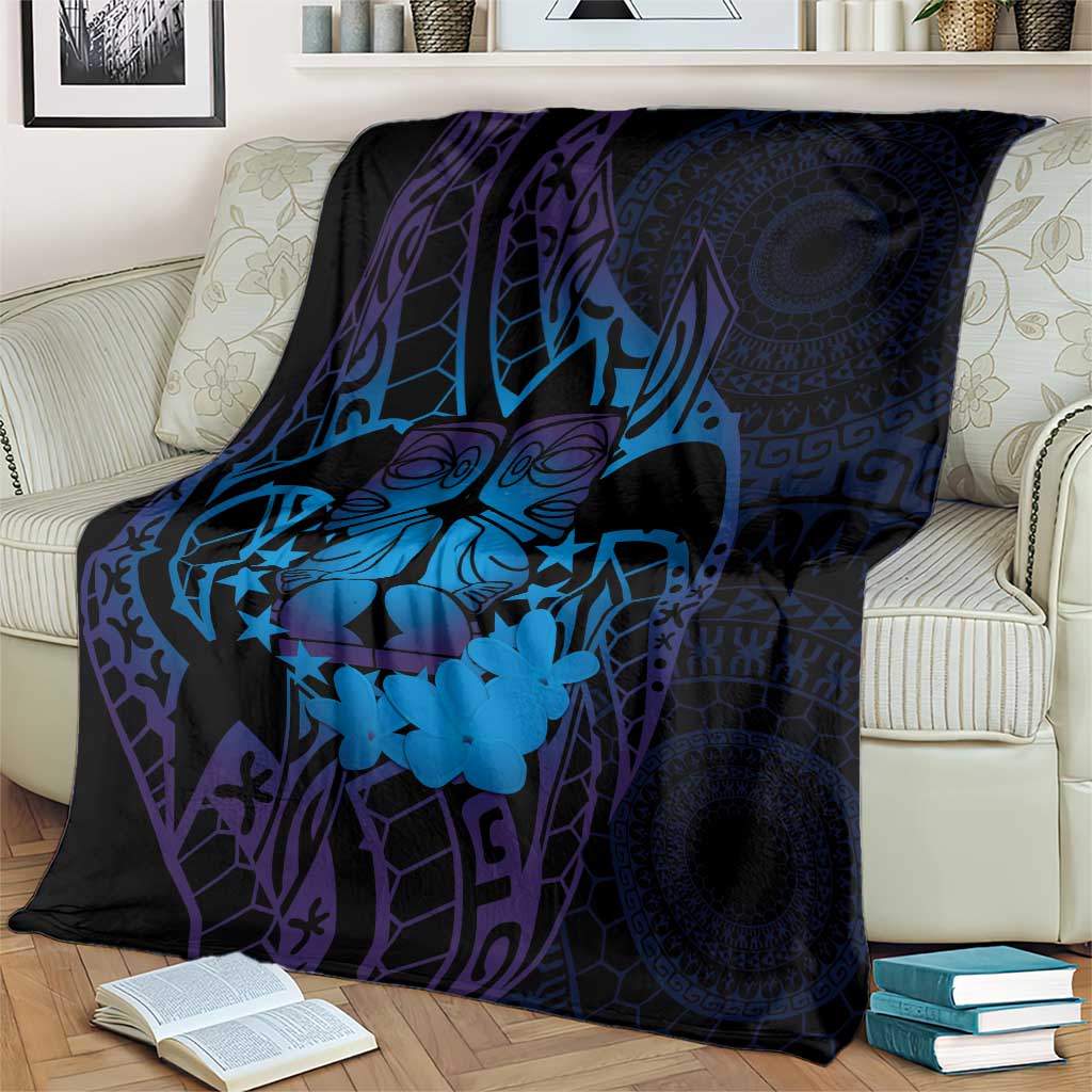 Kia Orana Kuki Airani Blanket Cook Islands Tangaroa God Tatau Purple
