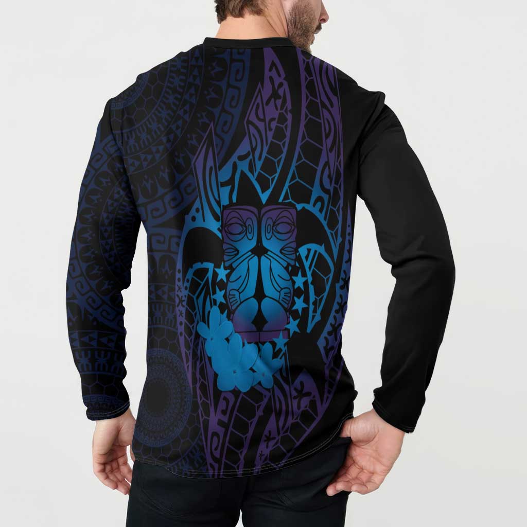 Kia Orana Kuki Airani Button Sweatshirt Cook Islands Tangaroa God Tatau Purple