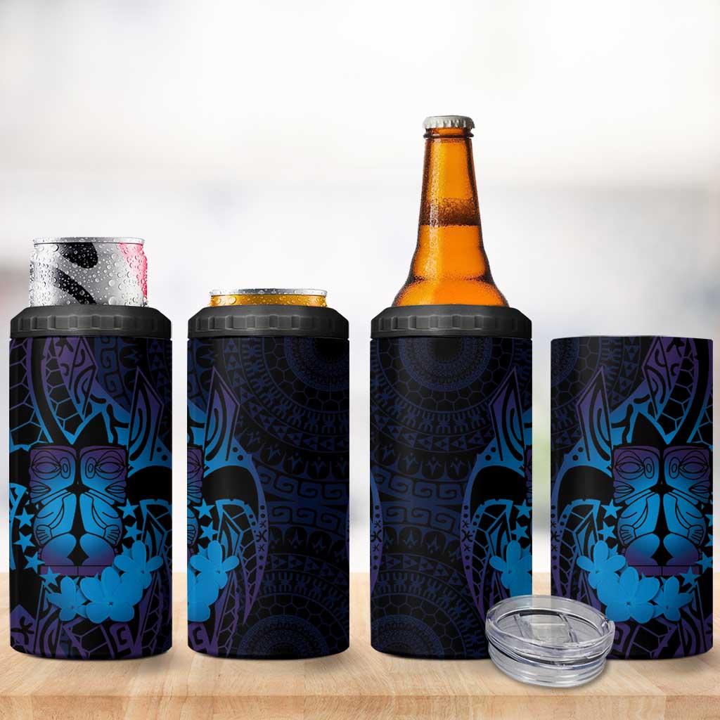 Kia Orana Kuki Airani 4 in 1 Can Cooler Tumbler Cook Islands Tangaroa God Tatau Purple LT14 - Polynesian Pride