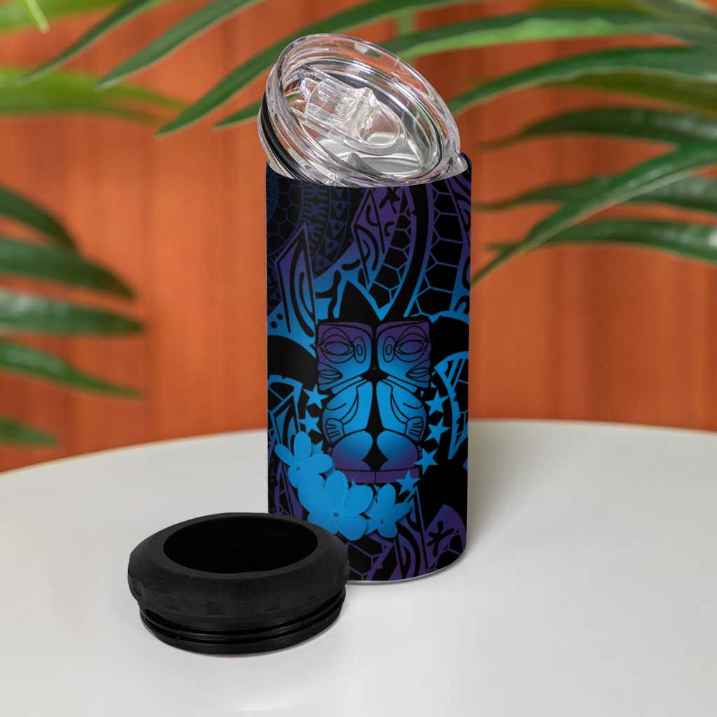 Kia Orana Kuki Airani 4 in 1 Can Cooler Tumbler Cook Islands Tangaroa God Tatau Purple LT14 - Polynesian Pride