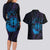 Kia Orana Kuki Airani Couples Matching Long Sleeve Bodycon Dress and Hawaiian Shirt Cook Islands Tangaroa God Tatau Purple