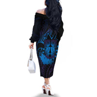 Kia Orana Kuki Airani Family Matching Off The Shoulder Long Sleeve Dress and Hawaiian Shirt Cook Islands Tangaroa God Tatau Purple LT14 - Polynesian Pride