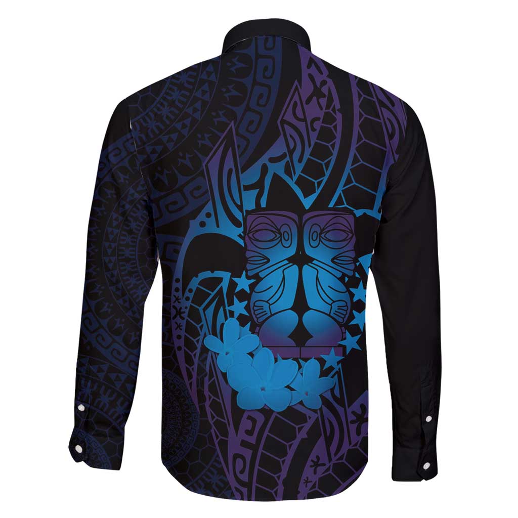 Kia Orana Kuki Airani Family Matching Off Shoulder Maxi Dress and Hawaiian Shirt Cook Islands Tangaroa God Tatau Purple LT14 - Polynesian Pride