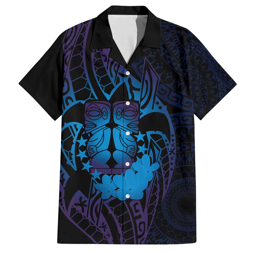 Kia Orana Kuki Airani Family Matching Short Sleeve Bodycon Dress and Hawaiian Shirt Cook Islands Tangaroa God Tatau Purple LT14 Dad's Shirt - Short Sleeve Purple - Polynesian Pride