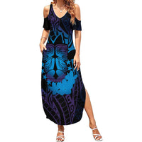 Kia Orana Kuki Airani Family Matching Summer Maxi Dress and Hawaiian Shirt Cook Islands Tangaroa God Tatau Purple LT14 Mom's Dress Purple - Polynesian Pride