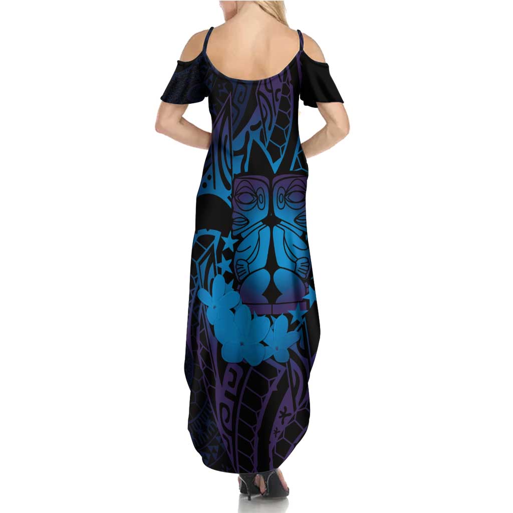 Kia Orana Kuki Airani Family Matching Summer Maxi Dress and Hawaiian Shirt Cook Islands Tangaroa God Tatau Purple LT14 - Polynesian Pride