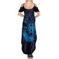 Kia Orana Kuki Airani Family Matching Summer Maxi Dress and Hawaiian Shirt Cook Islands Tangaroa God Tatau Purple LT14 - Polynesian Pride