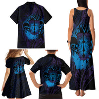 Kia Orana Kuki Airani Family Matching Tank Maxi Dress and Hawaiian Shirt Cook Islands Tangaroa God Tatau Purple LT14 - Polynesian Pride