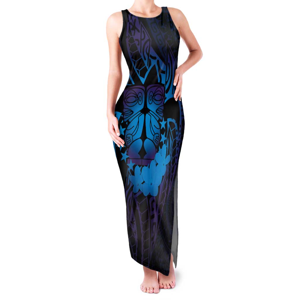 Kia Orana Kuki Airani Family Matching Tank Maxi Dress and Hawaiian Shirt Cook Islands Tangaroa God Tatau Purple LT14 Mom's Dress Purple - Polynesian Pride