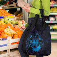 Kia Orana Kuki Airani Grocery Bag Cook Islands Tangaroa God Tatau Purple