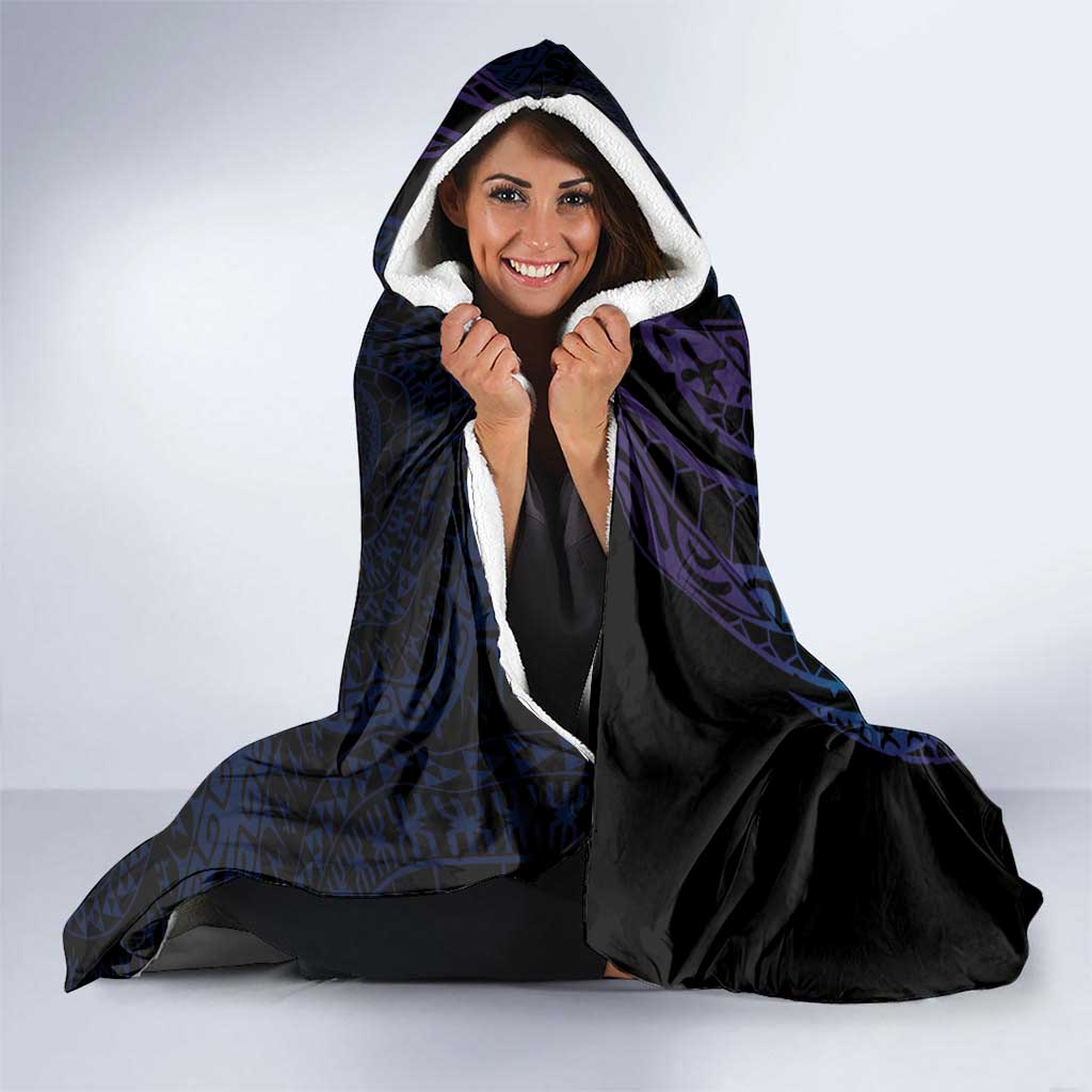 Kia Orana Kuki Airani Hooded Blanket Cook Islands Tangaroa God Tatau Purple