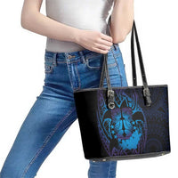 Kia Orana Kuki Airani Leather Tote Bag Cook Islands Tangaroa God Tatau Purple