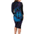 Kia Orana Kuki Airani Long Sleeve Bodycon Dress Cook Islands Tangaroa God Tatau Purple