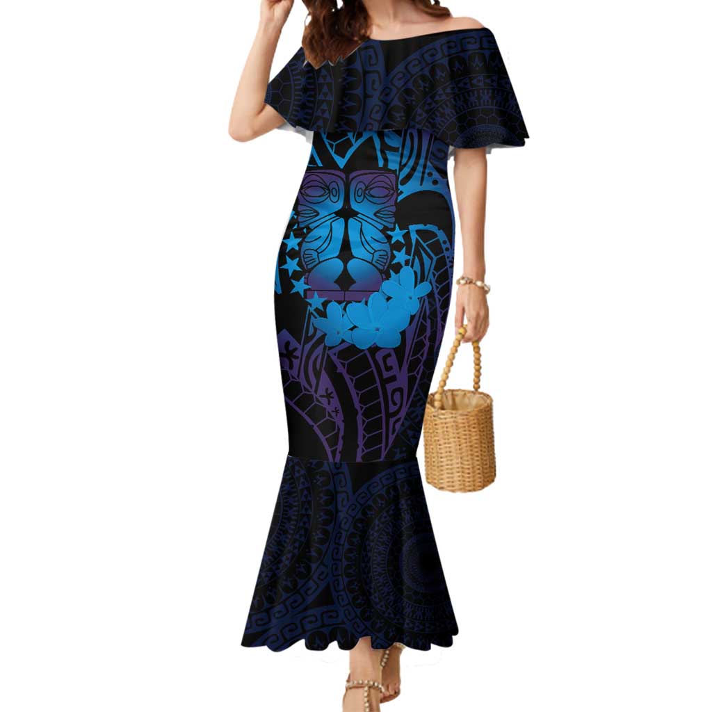 Kia Orana Kuki Airani Mermaid Dress Cook Islands Tangaroa God Tatau Purple LT14 Women Purple - Polynesian Pride