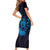 Kia Orana Kuki Airani Short Sleeve Bodycon Dress Cook Islands Tangaroa God Tatau Purple