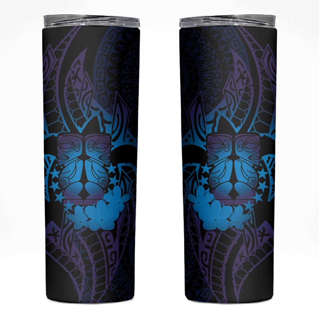 Kia Orana Kuki Airani Skinny Tumbler Cook Islands Tangaroa God Tatau Purple LT14 Purple - Polynesian Pride