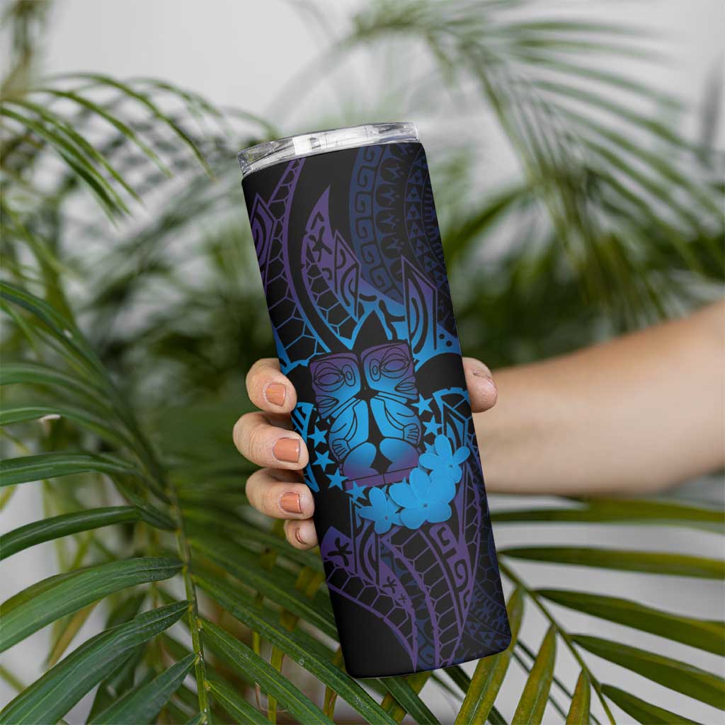 Kia Orana Kuki Airani Skinny Tumbler Cook Islands Tangaroa God Tatau Purple LT14 - Polynesian Pride
