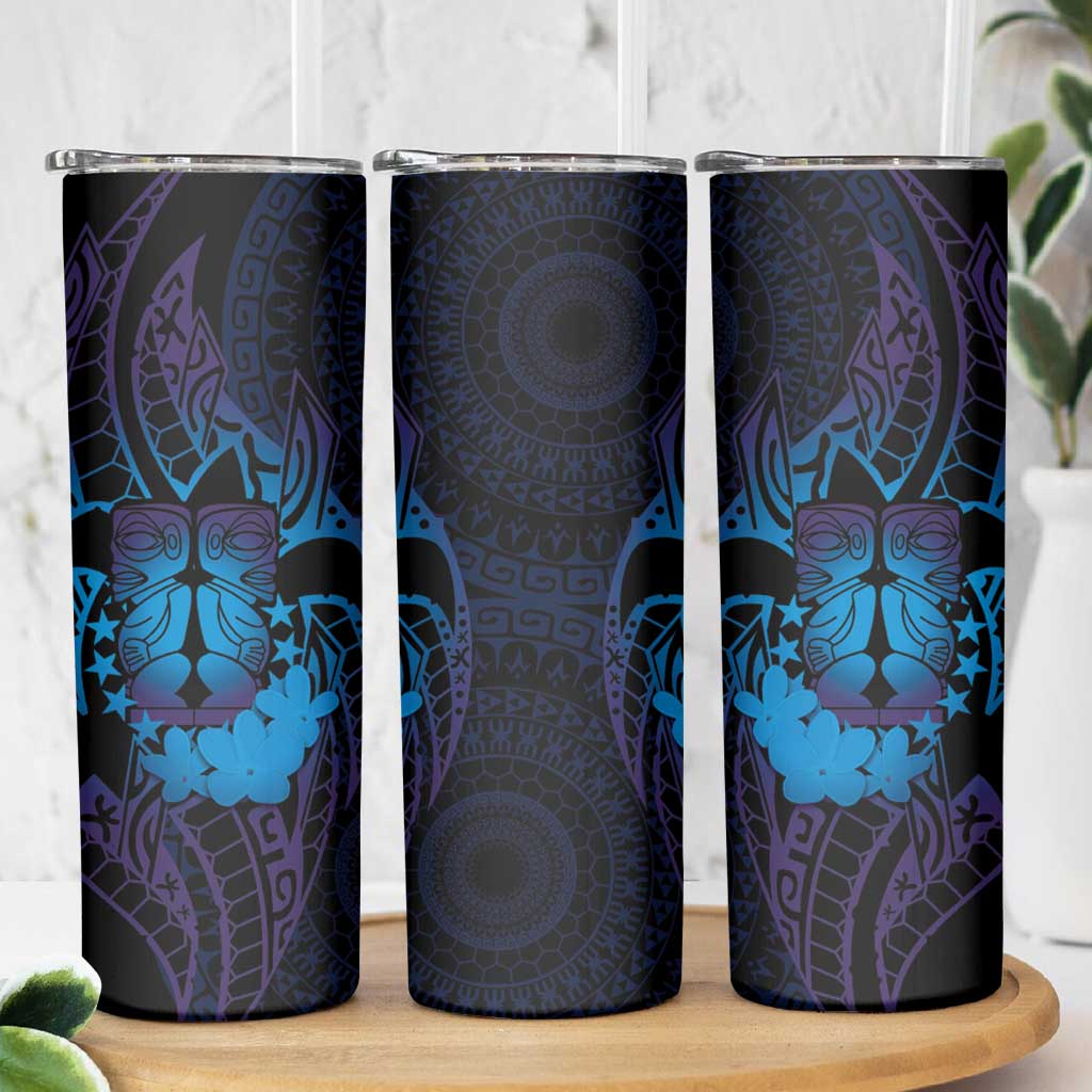 Kia Orana Kuki Airani Skinny Tumbler Cook Islands Tangaroa God Tatau Purple LT14 - Polynesian Pride