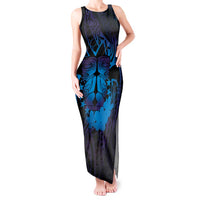 Kia Orana Kuki Airani Tank Maxi Dress Cook Islands Tangaroa God Tatau Purple