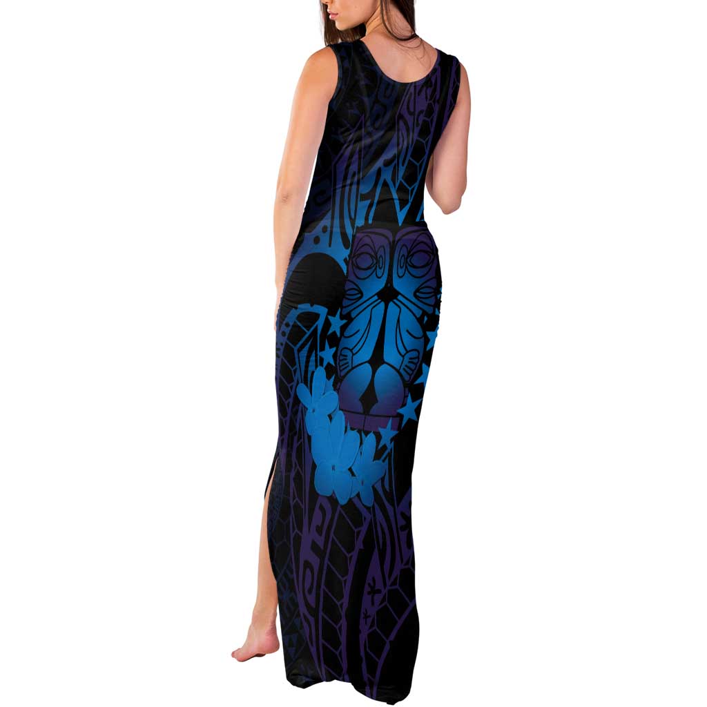 Kia Orana Kuki Airani Tank Maxi Dress Cook Islands Tangaroa God Tatau Purple