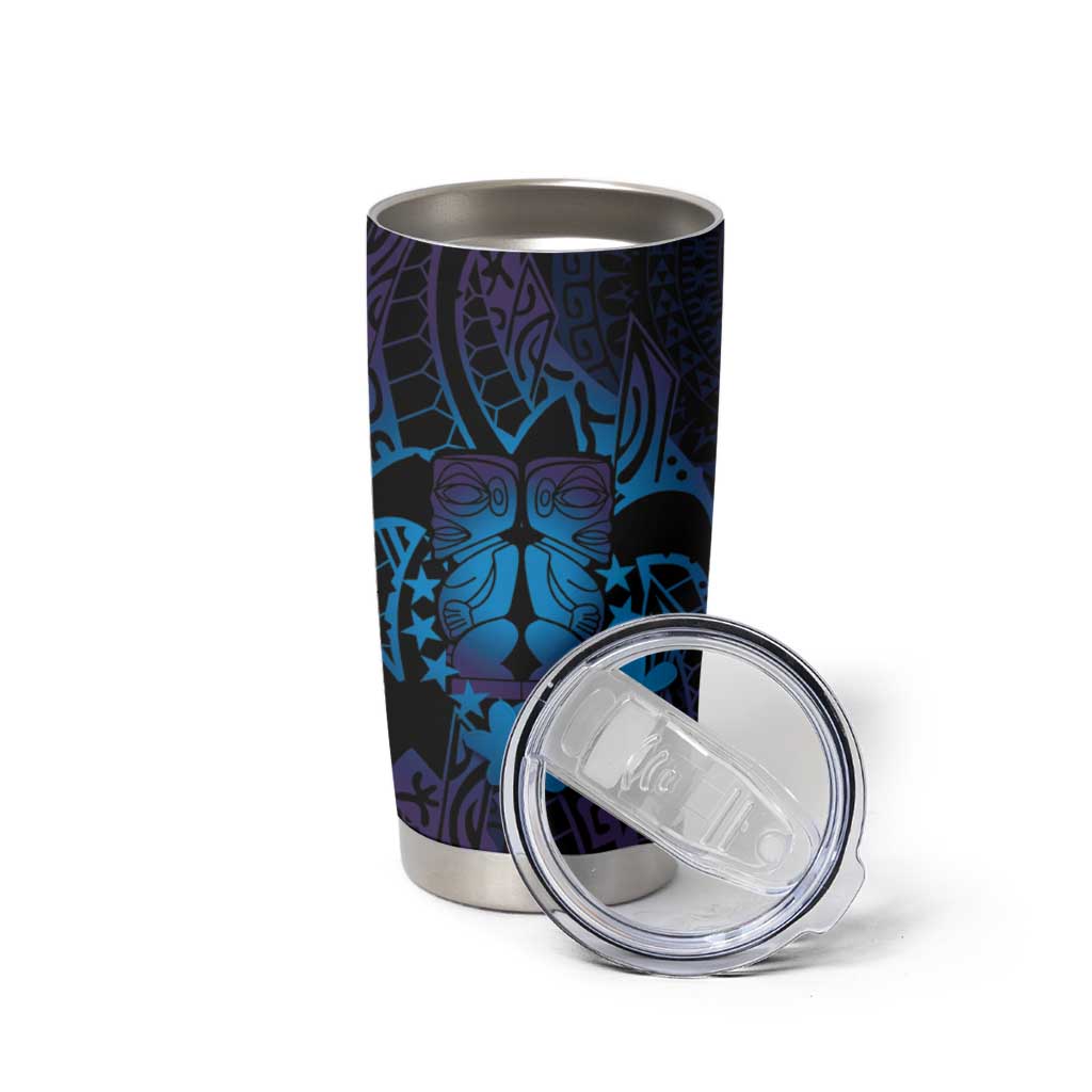 Kia Orana Kuki Airani Tumbler Cup Cook Islands Tangaroa God Tatau Purple