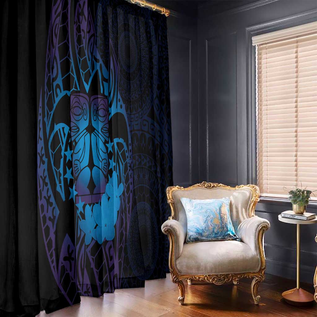 Kia Orana Kuki Airani Window Curtain Cook Islands Tangaroa God Tatau Purple