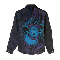 Kia Orana Kuki Airani Women Casual Shirt Cook Islands Tangaroa God Tatau Purple LT14 - Polynesian Pride