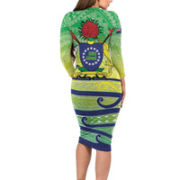 Te Maeva Nui Cook Islands Family Matching Long Sleeve Bodycon Dress and Hawaiian Shirt 60th Independence Anniversary Proud LT14 - Polynesian Pride