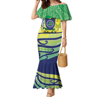 Te Maeva Nui Cook Islands Family Matching Mermaid Dress and Hawaiian Shirt 60th Independence Anniversary Proud LT14 Mom's Dress Green - Polynesian Pride