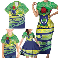 Te Maeva Nui Cook Islands Family Matching Short Sleeve Bodycon Dress and Hawaiian Shirt 60th Independence Anniversary Proud LT14 - Polynesian Pride