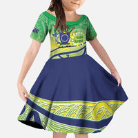 Te Maeva Nui Cook Islands Family Matching Summer Maxi Dress and Hawaiian Shirt 60th Independence Anniversary Proud LT14 Daughter's Dress Green - Polynesian Pride