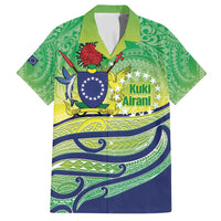 Te Maeva Nui Cook Islands Family Matching Tank Maxi Dress and Hawaiian Shirt 60th Independence Anniversary Proud LT14 Dad's Shirt - Short Sleeve Green - Polynesian Pride