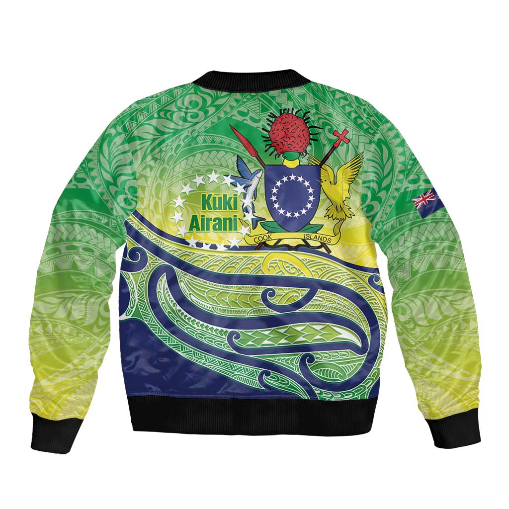 Te Maeva Nui Cook Islands Sleeve Zip Bomber Jacket 60th Independence Anniversary Proud