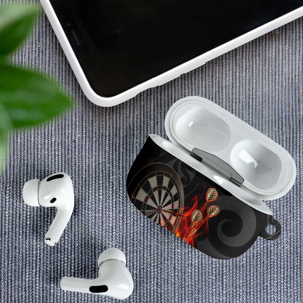 Personalised Aotearoa Darts AirPods Case Maori Koru Flaming Dartboard - Polynesian Pride