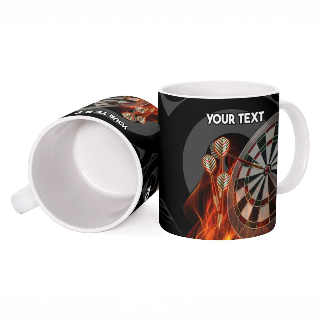 Personalised Aotearoa Darts Ceramic Mug Maori Koru Flaming Dartboard - Polynesian Pride